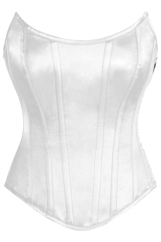 Top Drawer White Satin Steel Boned Overbust Corset w/Side Zipper - Daisy Corsets