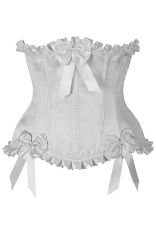 Top Drawer White Steel Boned Burlesque Underbust Corset Waist Cincher - Daisy Corsets