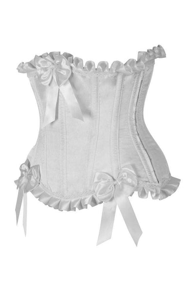 Top Drawer White Steel Boned Burlesque Underbust Corset Waist Cincher - Daisy Corsets