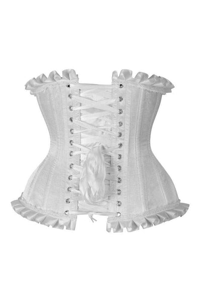 Top Drawer White Steel Boned Burlesque Underbust Corset Waist Cincher - Daisy Corsets
