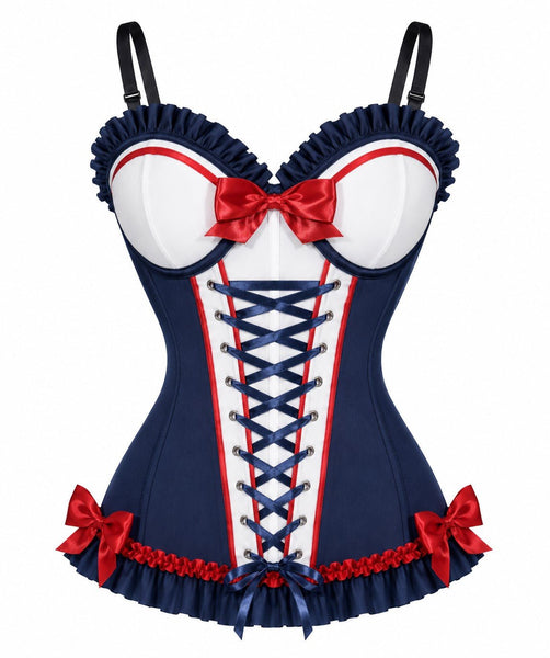 Vintage Navy Sailor Corset Top | Stretch Lycra Pin-Up Bustier - Daisy Corsets