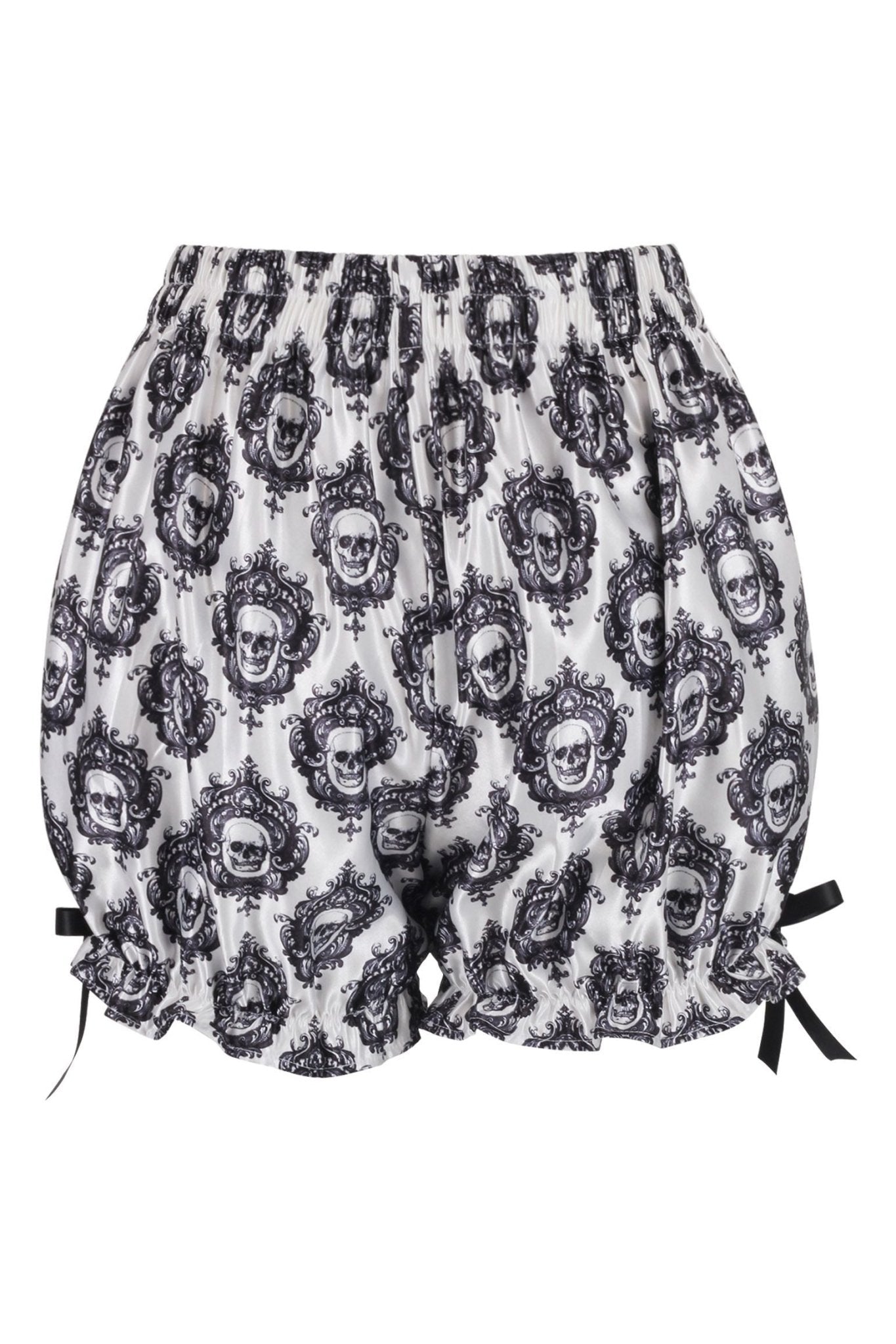 White & Black Gothic Skull Print Bloomers - Daisy Corsets