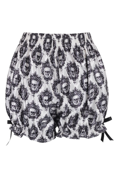 White & Black Gothic Skull Print Bloomers - Daisy Corsets