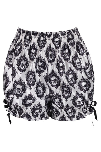 White & Black Gothic Skull Print Bloomers - Daisy Corsets