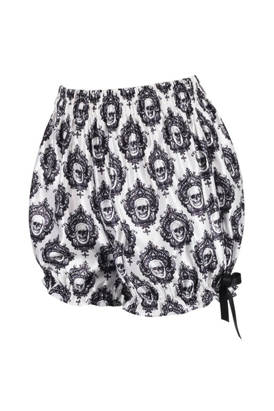 White & Black Gothic Skull Print Bloomers - Daisy Corsets
