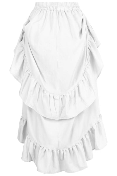 White Crepe Adjustable High Low Skirt - Daisy Corsets