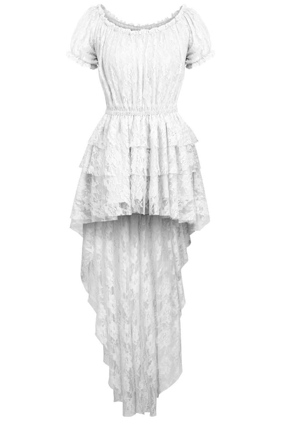 White High Low Lace Dress - Daisy Corsets