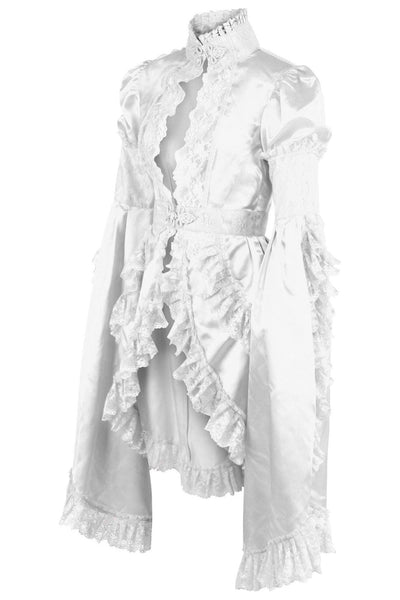 White Satin & Lace Ruffled Jacket - Daisy Corsets