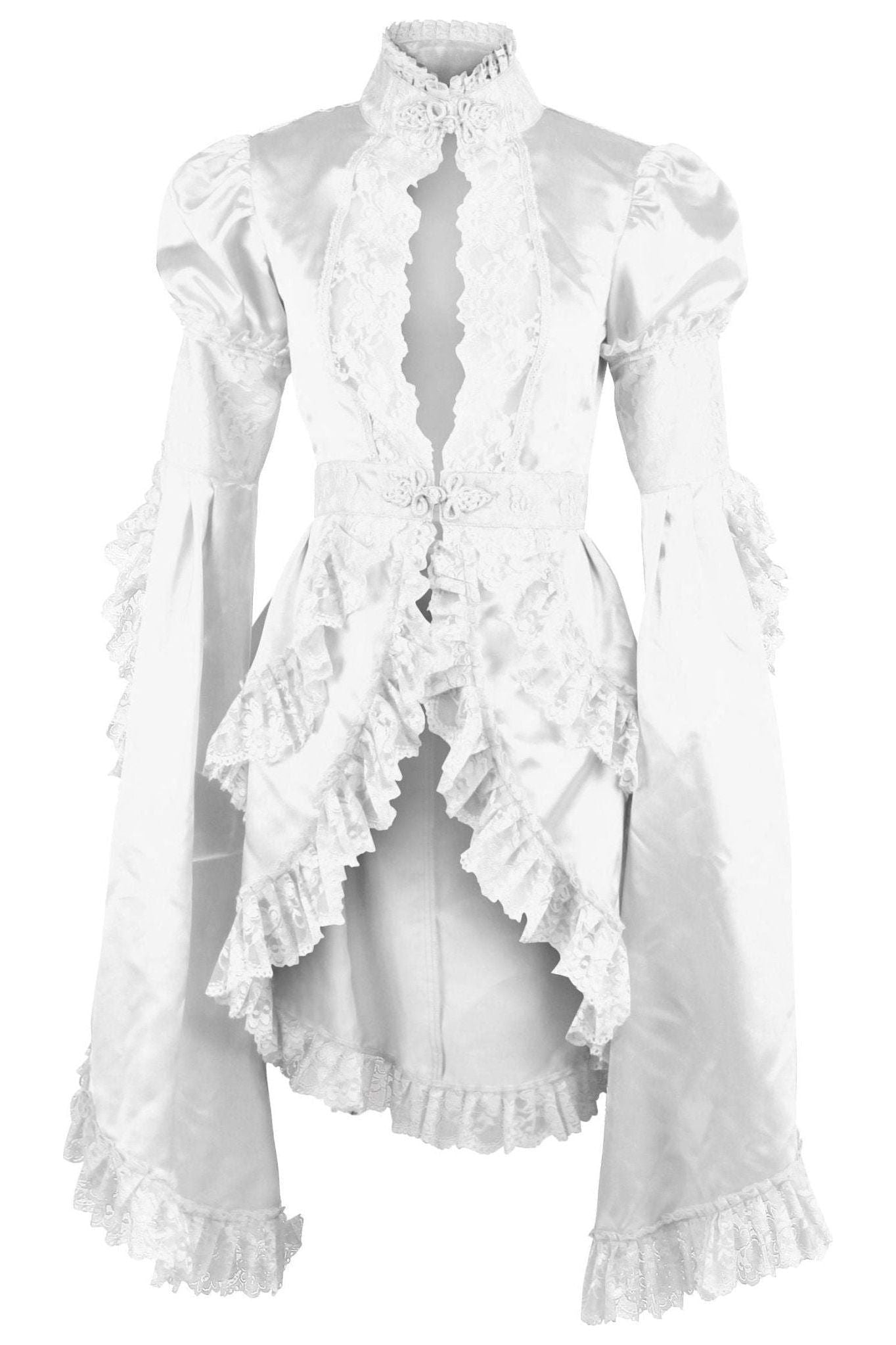 White Satin & Lace Ruffled Jacket - Daisy Corsets