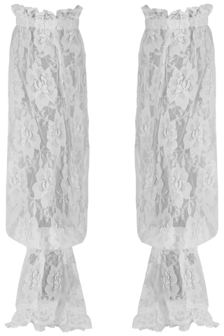 White Sheer Lace Smocked Sleeves - Daisy Corsets