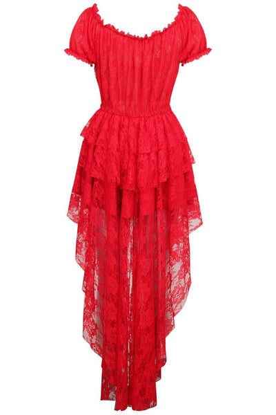 Red High Low Lace Dress