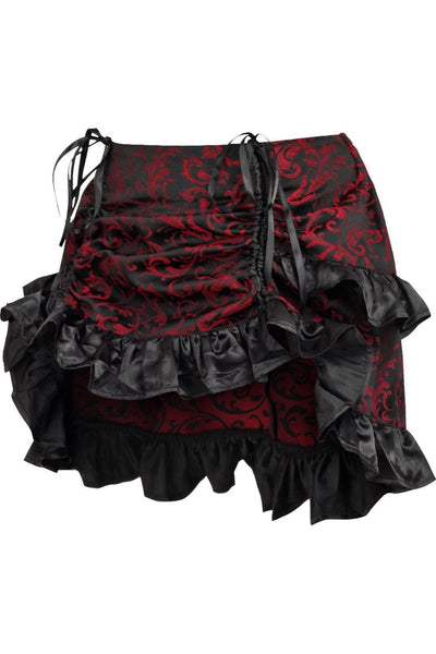 Red/Black Brocade Ruched Bustle Skirt