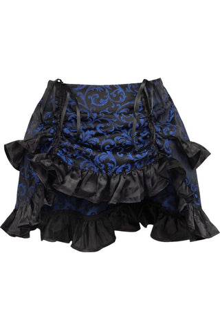 Blue/Black Brocade Ruched Bustle Skirt