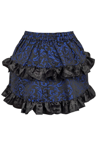 Blue/Black Brocade Ruched Bustle Skirt