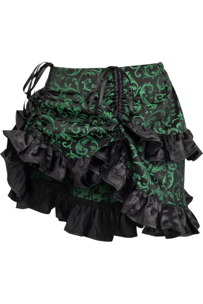 Green/Black Brocade Ruched Bustle Skirt