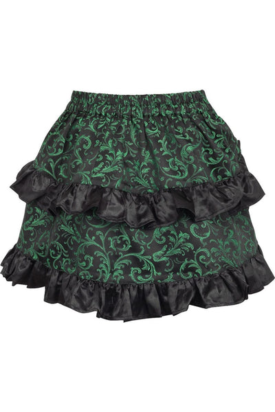 Green/Black Brocade Ruched Bustle Skirt