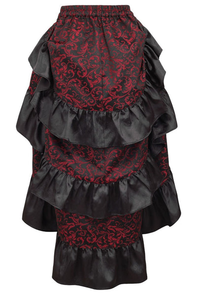 Red/Black Brocade Adjustable High Low Bustle Skirt