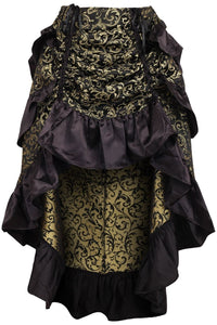 Gold/Black Brocade Adjustable High Low Bustle Skirt