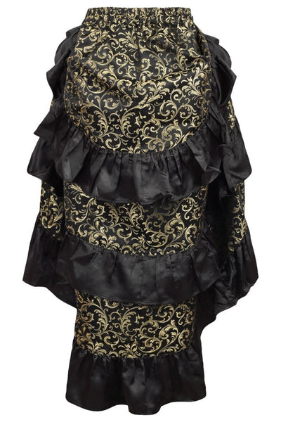 Gold/Black Brocade Adjustable High Low Bustle Skirt