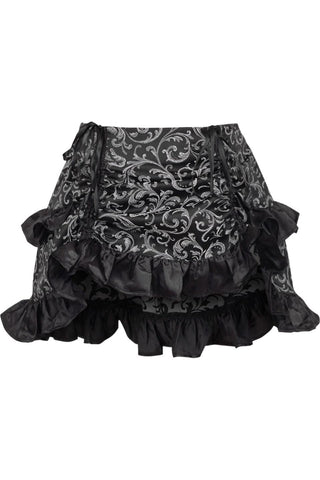 Silver/Black Brocade Ruched Bustle Skirt