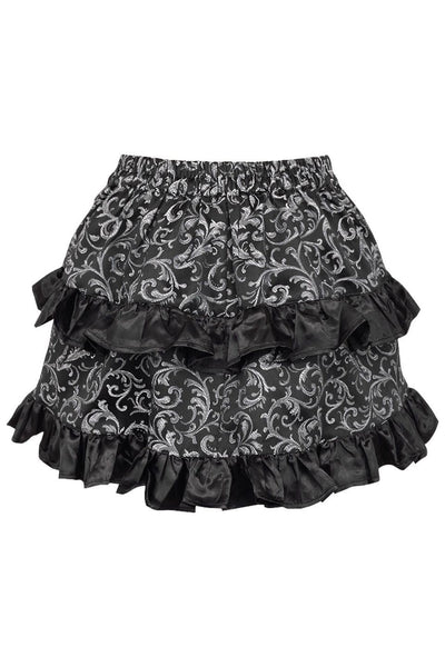 Silver/Black Brocade Ruched Bustle Skirt