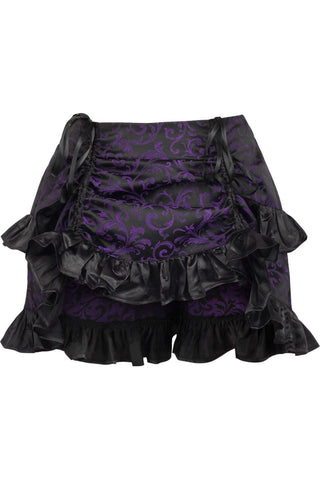 Purple/Black Brocade Ruched Bustle Skirt