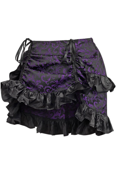 Purple/Black Brocade Ruched Bustle Skirt