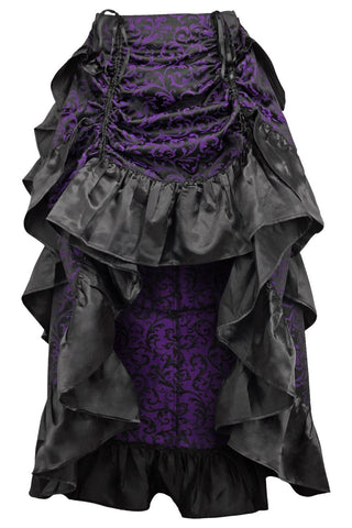 Purple/Black Brocade Adjustable High Low Bustle Skirt