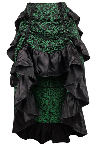 Green/Black Brocade Adjustable High Low Bustle Skirt