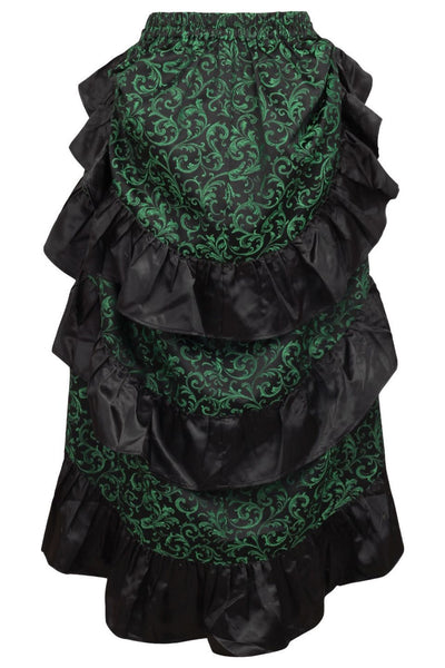 Green/Black Brocade Adjustable High Low Bustle Skirt
