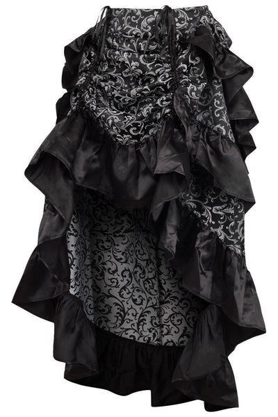 Silver/Black Brocade Adjustable High Low Bustle Skirt
