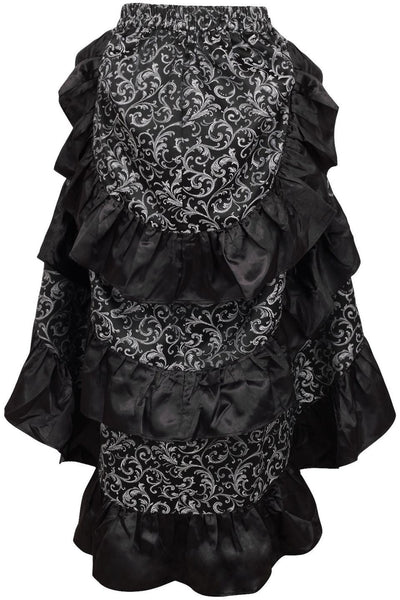 Silver/Black Brocade Adjustable High Low Bustle Skirt