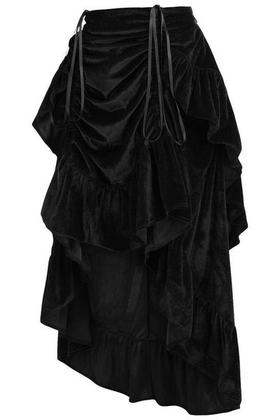 Black Velvet Adjustable High Low Bustle Skirt