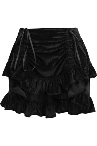 Black Velvet Ruched Bustle Skirt