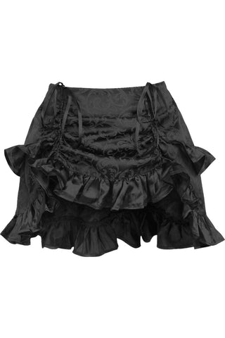 Black Brocade Ruched Bustle Skirt