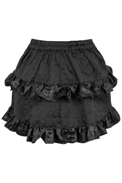 Black Brocade Ruched Bustle Skirt