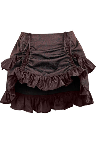 Brown Brocade Ruched Bustle Skirt
