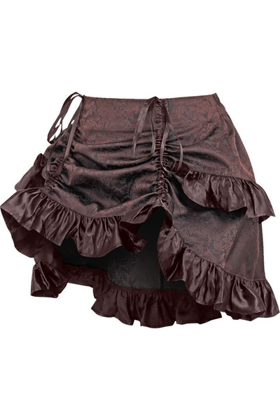 Brown Brocade Ruched Bustle Skirt