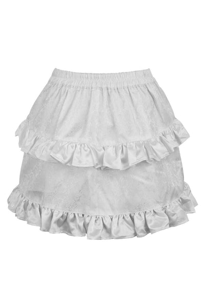 White Brocade Ruched Bustle Skirt