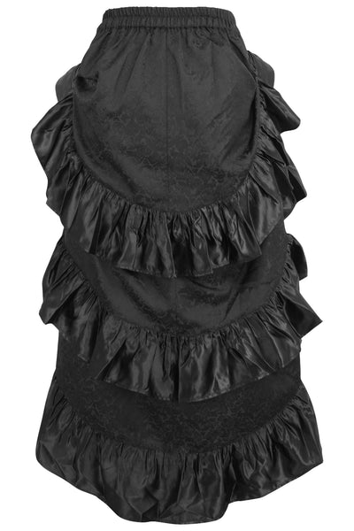 Black Brocade Adjustable High Low Bustle Skirt