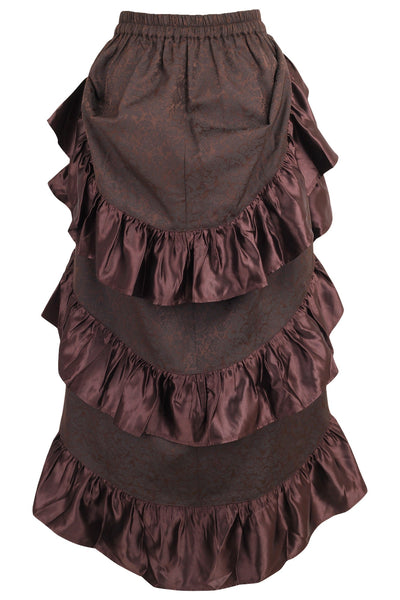 Brown Brocade Adjustable High Low Bustle Skirt