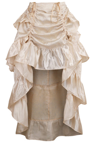 Ivory Brocade Adjustable High Low Bustle Skirt