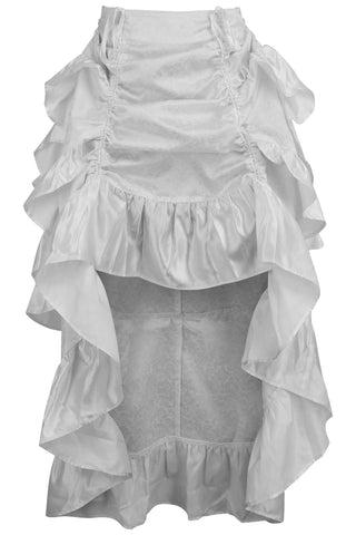 White Brocade Adjustable High Low Bustle Skirt