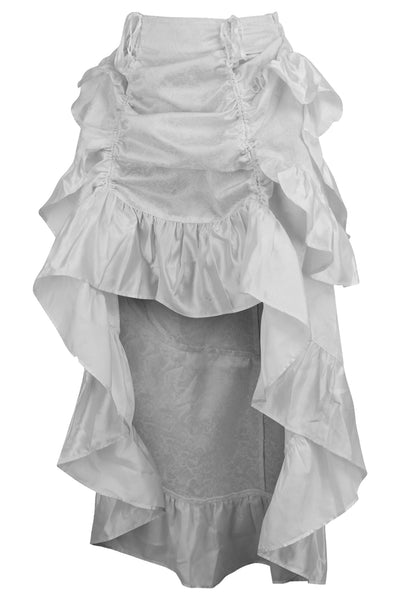 White Brocade Adjustable High Low Bustle Skirt