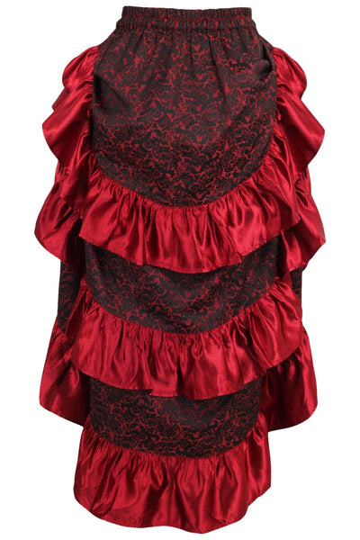 Red Brocade Adjustable High Low Bustle Skirt