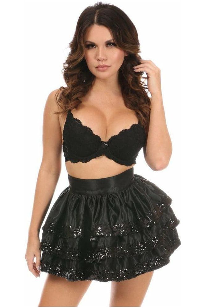 Black Sequin 3 Layer Skirt - Daisy Corsets