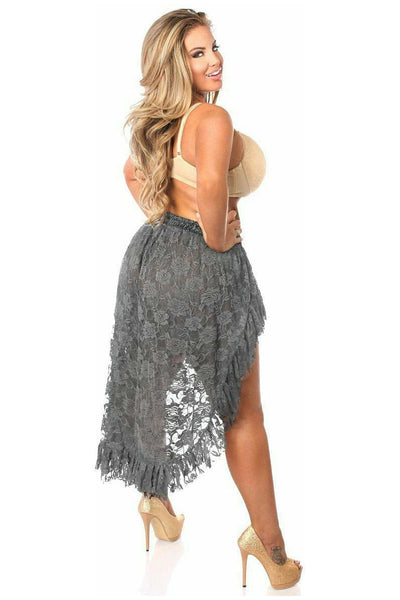 Dark Grey Lace High Low Skirt - Daisy Corsets