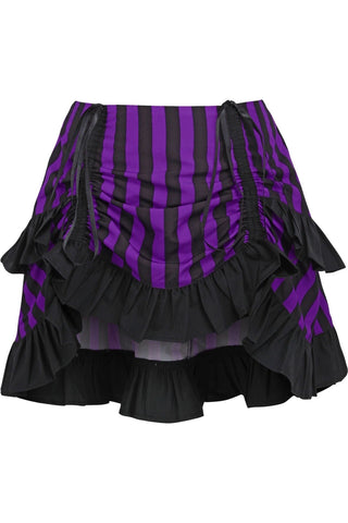 Purple/Black Striped Ruched Bustle Skirt