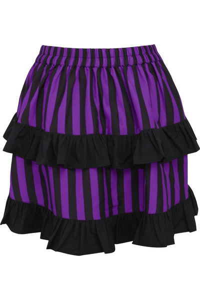 Purple/Black Striped Ruched Bustle Skirt