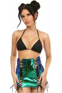 Blue/Teal Holo Lace-Up Skirt - Daisy Corsets